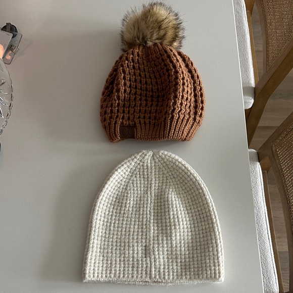 Accessories - Warm Brown and Cream Beanie Duo